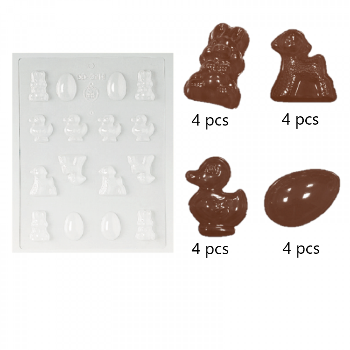 Stampo per cioccolatini pasquali - 16 pezzi