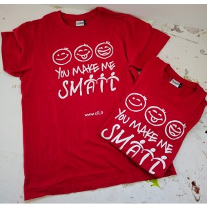T-Shirt YouMakeMeSmAIL Unisex - Colore Rosso - Stampa Bianca